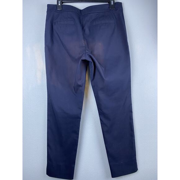 Tory Burch Sz 6 Skinny Callie Navy Blue Pockets Front Seam Ankle Crop Pants - Picture 3 of 10